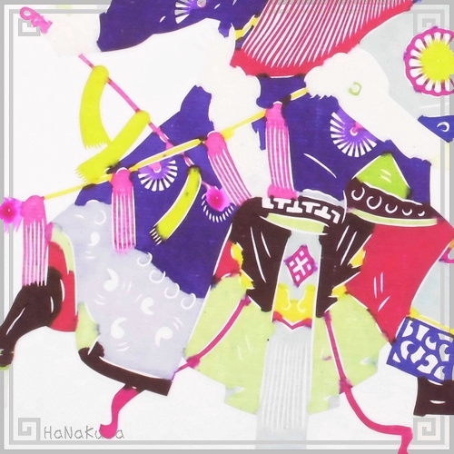 切り絵 剪紙 M102 工芸品 彩色 17×19cm | 切り絵(剪紙),【サイズ】中