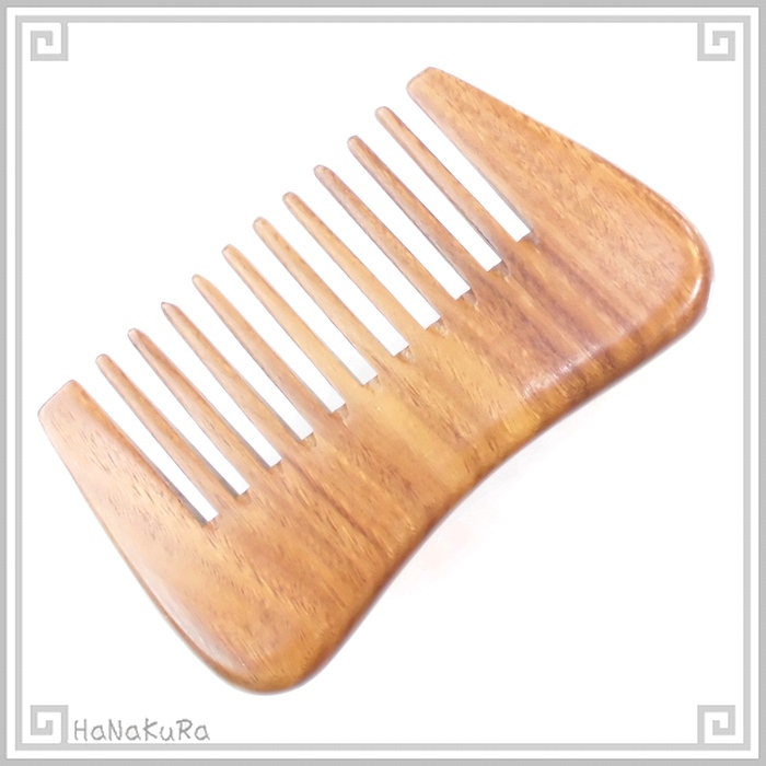 天然木 櫛 緑檀0921w 長方凹型[幅広] 約9.2cm | 静電気が起きにくい