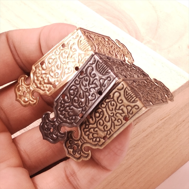 中華装飾金具 二面 細長飾り 40-15mm-2 金色/黒色/銅色 1個 銅